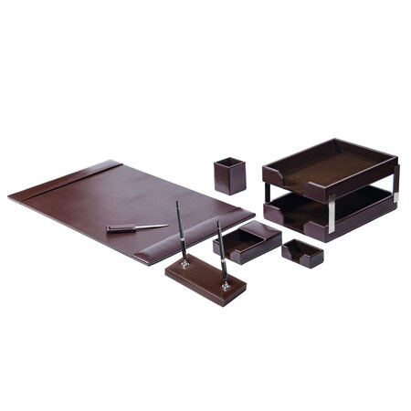 Dacasso Dark Brown Bonded Leather 9-Piece Desk Set DF-3609